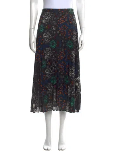 Pre-owned Sandro Printed Midi Length Skirt In Black