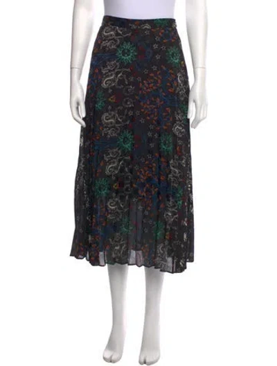 Pre-owned Sandro Printed Midi Length Skirt In Black