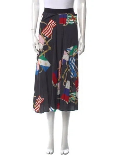Pre-owned Sandro Printed Midi Length Skirt In Blue
