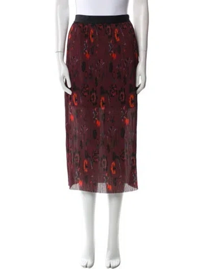 Pre-owned Sandro Printed Midi Length Skirt In Burgundy