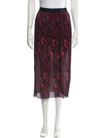 Pre-owned Sandro Printed Midi Length Skirt In Burgundy