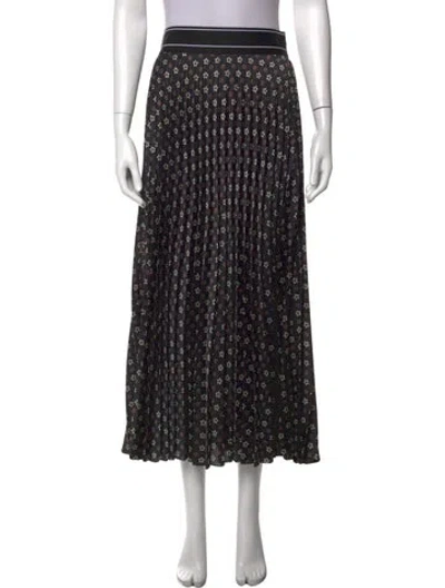 Pre-owned Sandro Printed Midi Length Skirt W/ Tags In Black