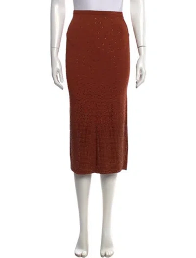 Pre-owned Sandro Printed Midi Length Skirt W/ Tags In Brown