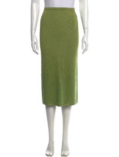 Pre-owned Sandro Printed Midi Length Skirt W/ Tags In Green