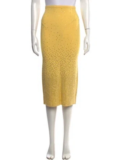 Pre-owned Sandro Printed Midi Length Skirt W/ Tags In Yellow