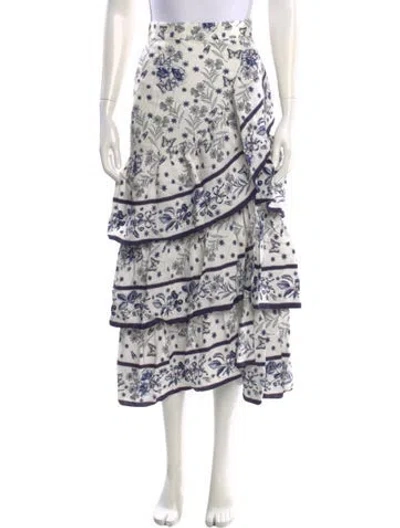 Pre-owned Sandro Printed Midi Length Skirt In White