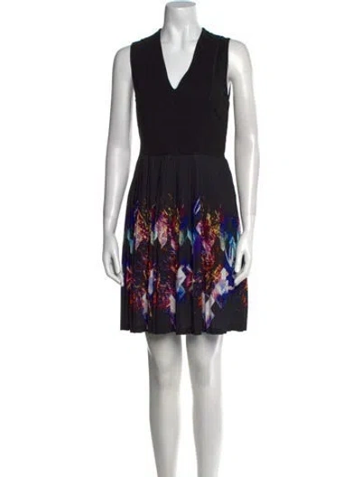 Pre-owned Sandro Printed Mini Dress In Black