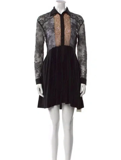 Pre-owned Sandro Printed Mini Dress In Black