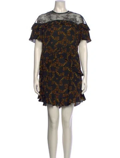 Pre-owned Sandro Printed Mini Dress In Black