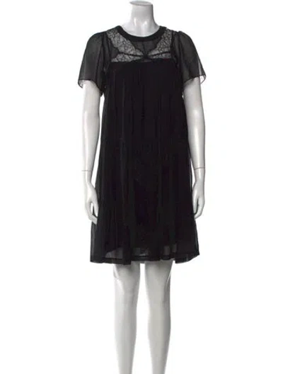 Pre-owned Sandro Printed Mini Dress In Black