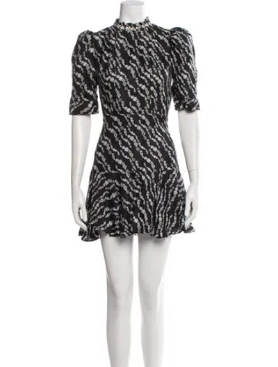 Pre-owned Sandro Printed Mini Dress In Black