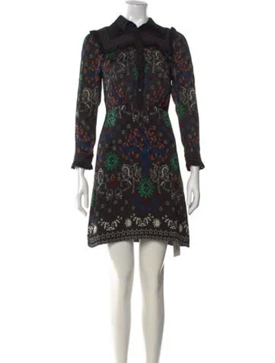 Pre-owned Sandro Printed Mini Dress In Black