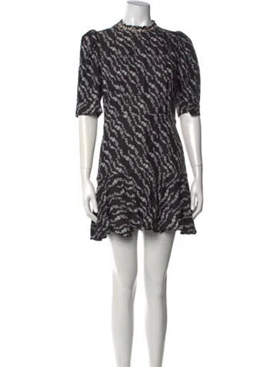 Pre-owned Sandro Printed Mini Dress In Black
