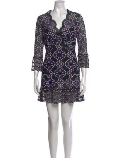 Pre-owned Sandro Printed Mini Dress In Black