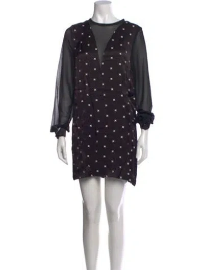 Pre-owned Sandro Printed Mini Dress In Black