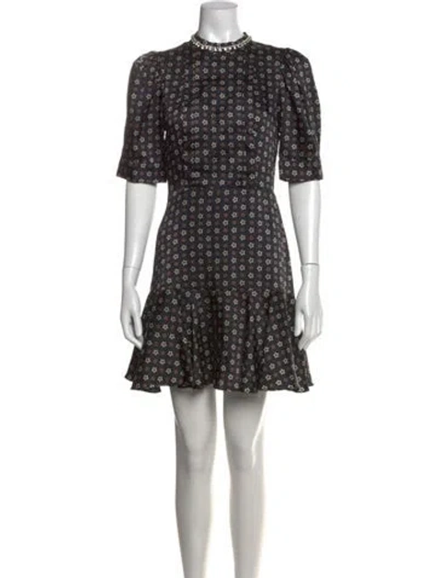 Pre-owned Sandro Printed Mini Dress In Black