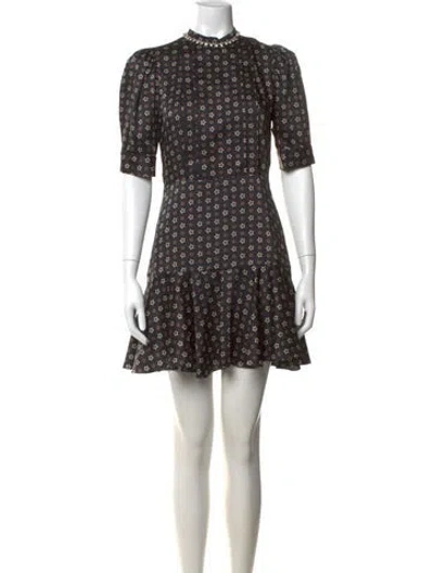 Pre-owned Sandro Printed Mini Dress In Black