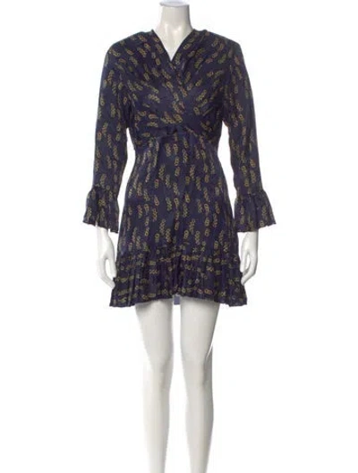 Pre-owned Sandro Printed Mini Dress In Blue