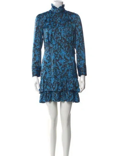 Pre-owned Sandro Printed Mini Dress In Blue