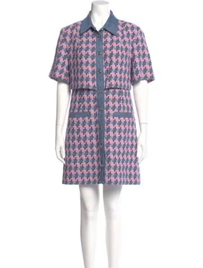 Pre-owned Sandro Printed Mini Dress In Blue