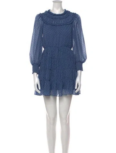 Pre-owned Sandro Printed Mini Dress In Blue