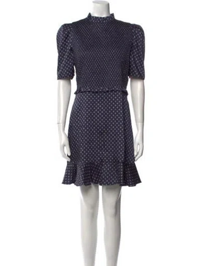 Pre-owned Sandro Printed Mini Dress In Blue