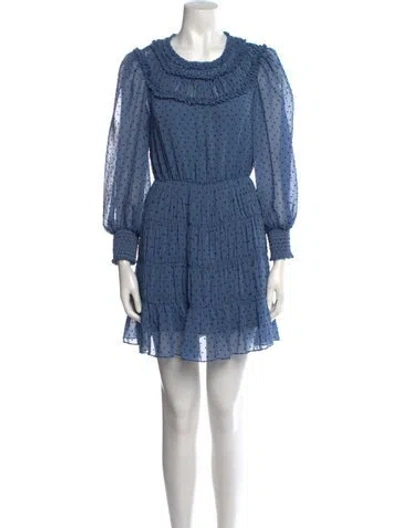 Pre-owned Sandro Printed Mini Dress In Blue