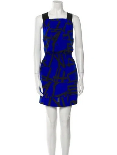 Pre-owned Sandro Printed Mini Dress In Blue