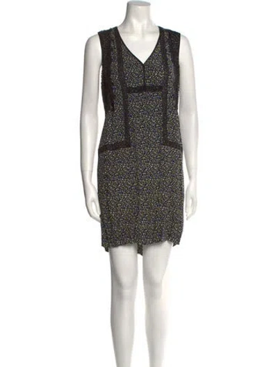 Pre-owned Sandro Printed Mini Dress In Blue