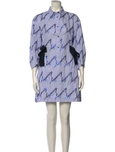 Pre-owned Sandro Printed Mini Dress In Blue