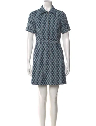 Pre-owned Sandro Printed Mini Dress In Blue