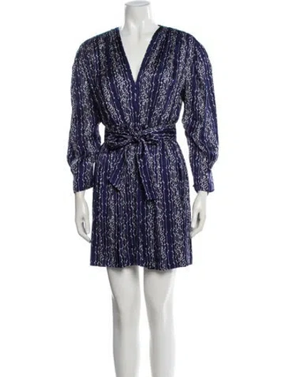 Pre-owned Sandro Printed Mini Dress In Blue