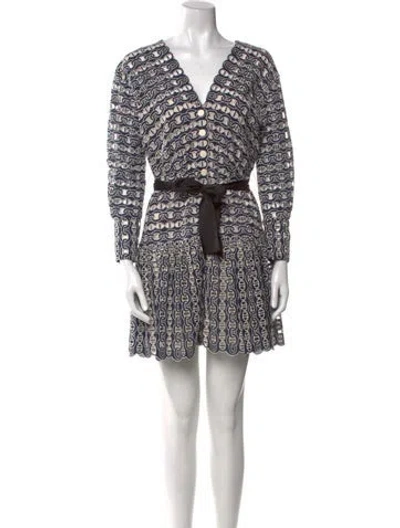 Pre-owned Sandro Printed Mini Dress In Blue