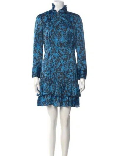 Pre-owned Sandro Printed Mini Dress In Blue