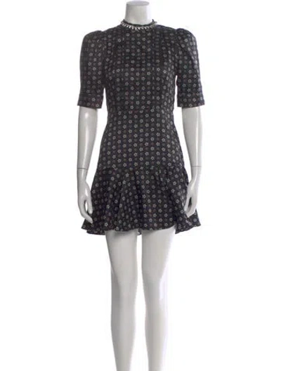 Pre-owned Sandro Printed Mini Dress In Blue