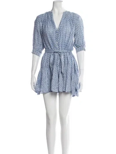 Pre-owned Sandro Printed Mini Dress In Blue