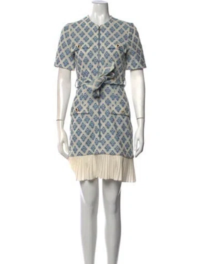 Pre-owned Sandro Printed Mini Dress In Blue