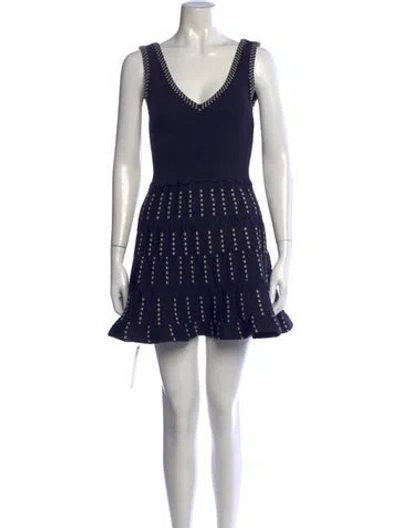 Pre-owned Sandro Printed Mini Dress In Blue