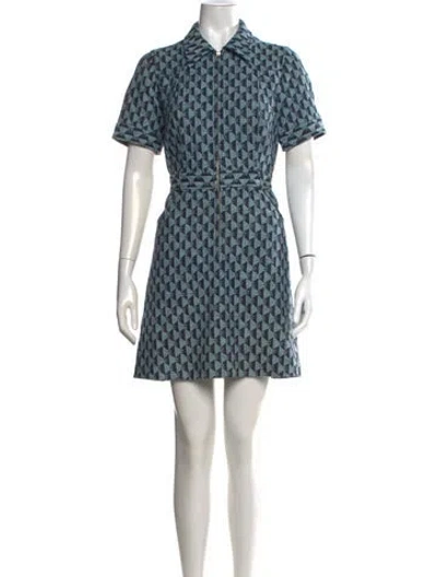 Pre-owned Sandro Printed Mini Dress In Blue