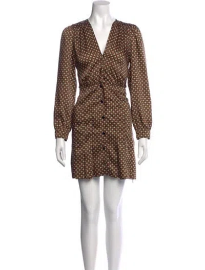 Pre-owned Sandro Printed Mini Dress In Brown