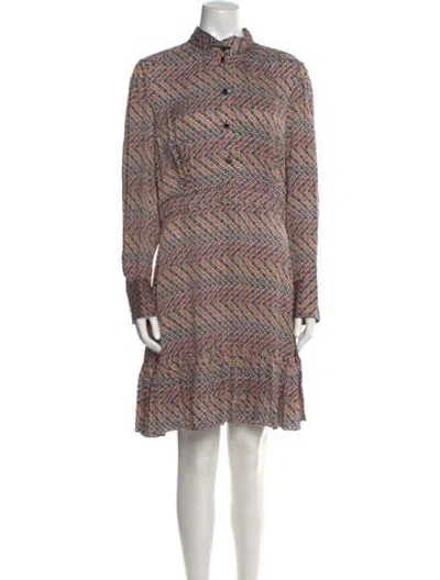 Pre-owned Sandro Printed Mini Dress In Brown