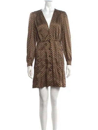 Pre-owned Sandro Printed Mini Dress In Brown