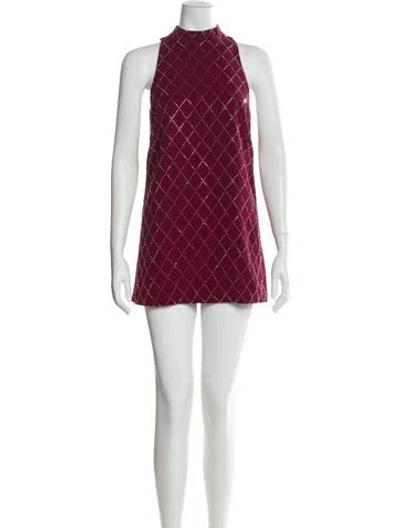 Pre-owned Sandro Printed Mini Dress In Burgundy