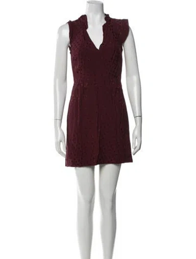 Pre-owned Sandro Printed Mini Dress In Burgundy