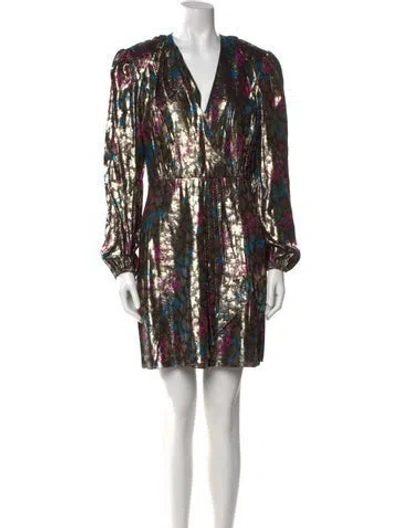 Pre-owned Sandro Printed Mini Dress In Gold