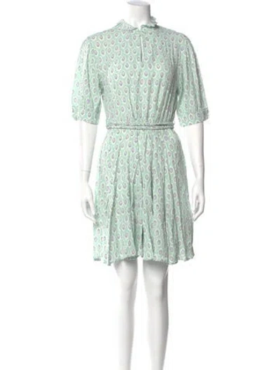 Pre-owned Sandro Printed Mini Dress In Green