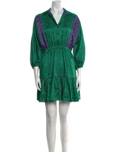 Pre-owned Sandro Printed Mini Dress In Green