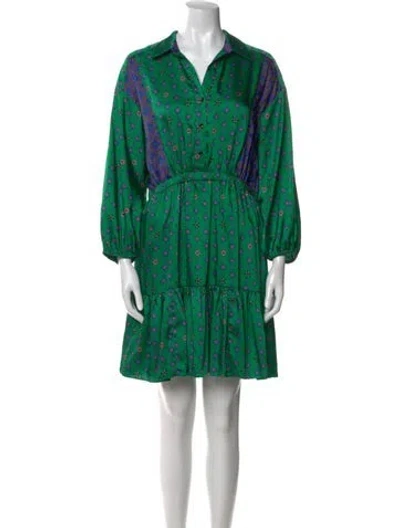 Pre-owned Sandro Printed Mini Dress In Green