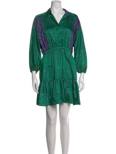 Pre-owned Sandro Printed Mini Dress In Green