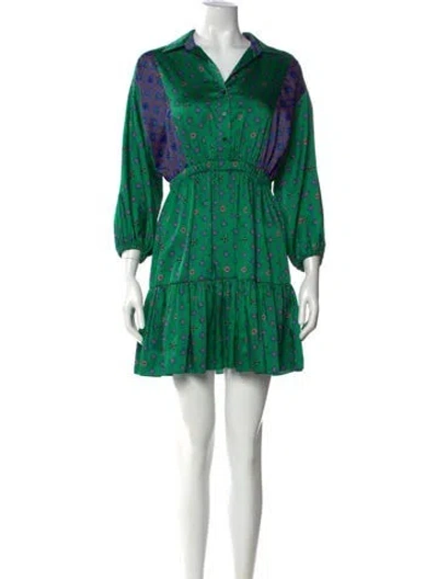 Pre-owned Sandro Printed Mini Dress In Green
